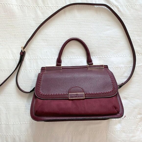 NWOT CELINE DION PLUM BURGUNDY OPUS FAUX LEATHER SUEDE HAND BAG - OS - Picture 3 of 11